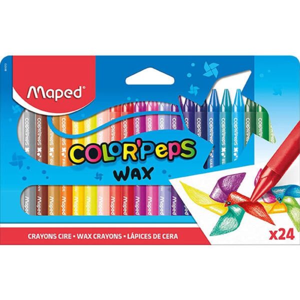 CAJA DE CRAYONES CERA 24COL COLOR PEPS WAX MAPED