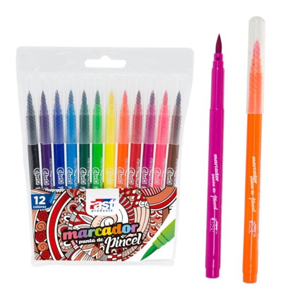 ESTUCHE DE MARCADORES FAST TIPO PINCEL 12C